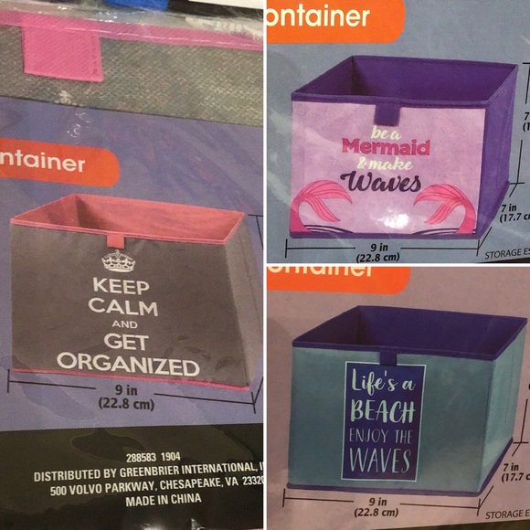 Essentials Other - Three storage containers collapsible - 7x7x9 IN